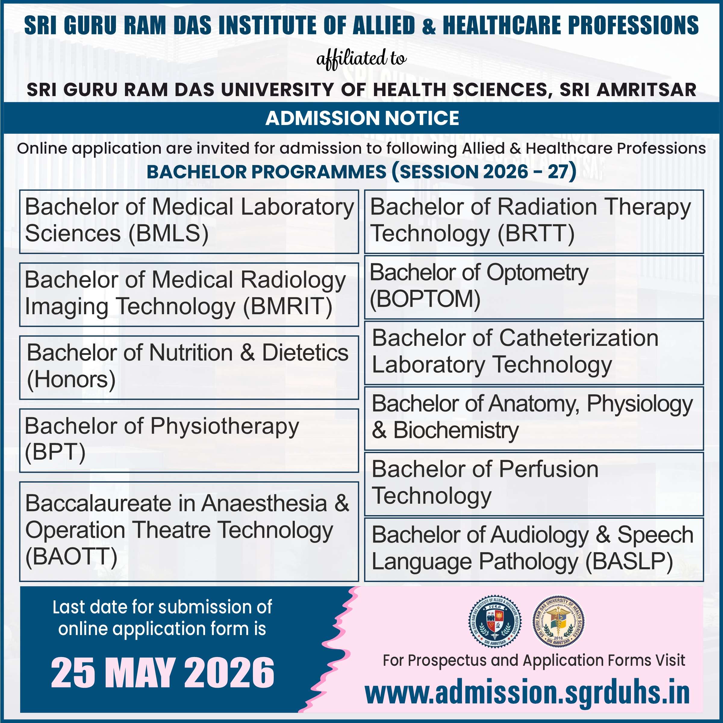 Admission Notice - Bachelor Programmes - Allied Health Care Professions - 2026-27.jpeg